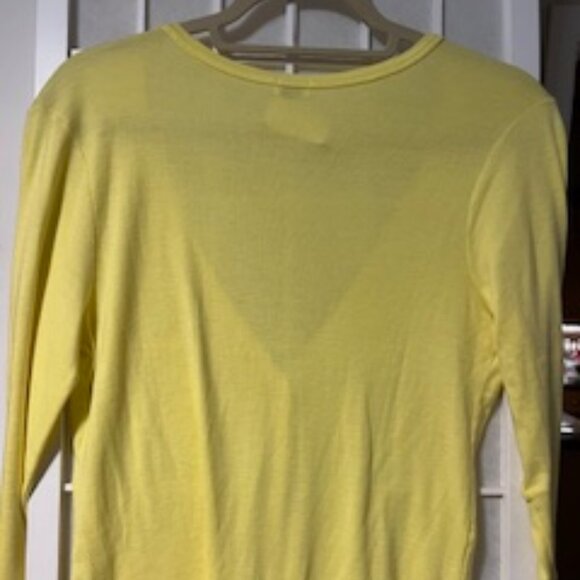 NWT Splendid Yellow V-Neck Cardigan 3/4 sleeve Size Large - Picture 3 of 7